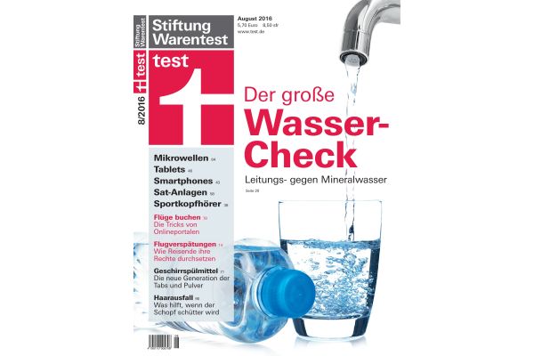 Cover der Zeitschrift  „test 08/2016“.