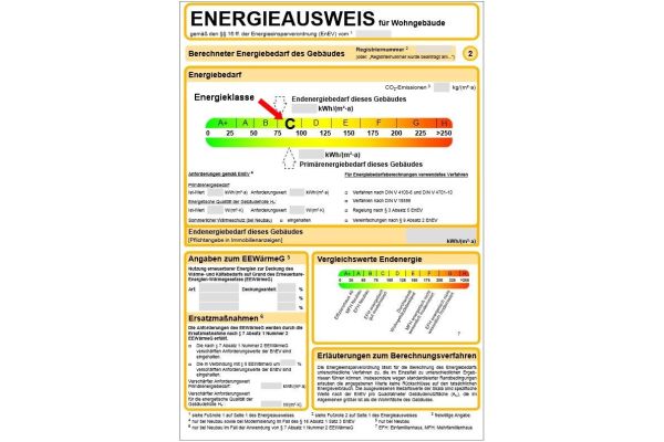 Energieausweis nach der EnEV 2014.