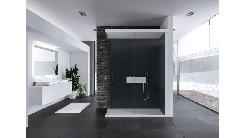 Design-Dusche in der Farbe Schwarz