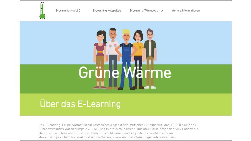 Screenshot der Website www.grüne-wärme.info.
