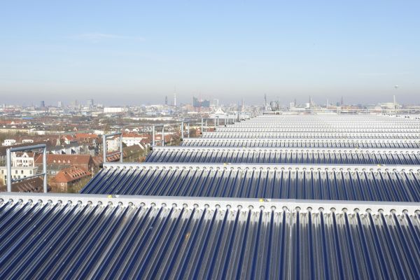 Thermische Solaranlage in Hamburg-Wilhelmsburg.