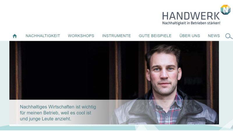Das Bild zeigt einen Screenshot der Website nachhaltiges-handwerk.de. 