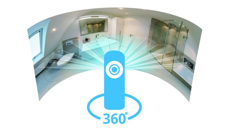 Mit einer 360°-Kamera können ganze Räume auf einmal fotografiert werden. Damit kann man seine Ausstellung, aber natürlich auch Referenzen, selbst in 3D aufnehmen und in der virtuellen Ausstellung präsentieren. 

