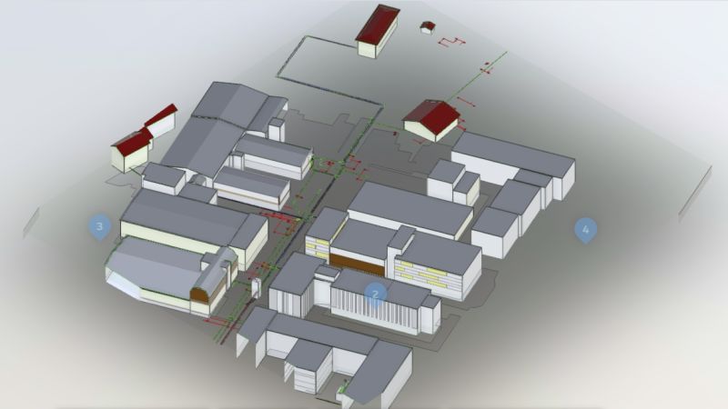 Abbildung: 3D-Ansicht des Fernwärmenetzes.