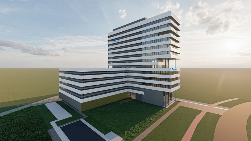 Abbildung: Das neue EMEA Development Center (EDC) von Daikin entsteht derzeit im belgischen Gent.