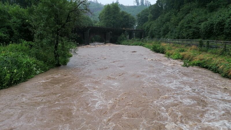 Bild zeigt Hochwasser führenden Fluss