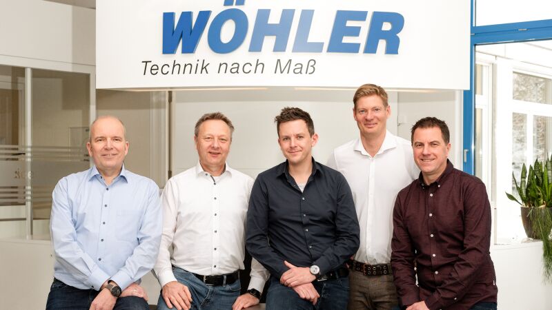 Die neue Geschäftsleitung der Wöhler Technik GmbH: Elmar Schrader, Johannes Lötfering, Dr. Michael Poeplau, Brian Gebers und Christian Beyerstedt (v.l.n.r.)