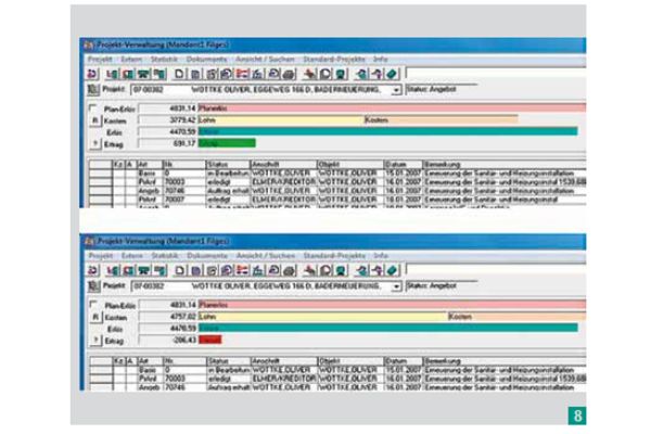 Screenshot der Schnellübersicht für Projekte von Label Software.