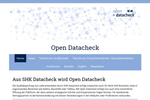 Das Bild zeigt einen Screenshot der Open-Datacheck-Homepage.