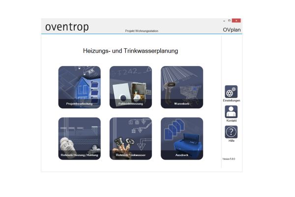 Das Bild zeigt einen Screenshot der Oventrop-Software.
