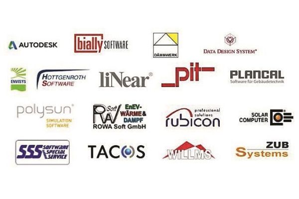 Logos der Softwarehersteller, die VDI 3805 unterstützen.