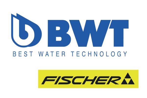 Das Bild zeigt die Logos von BWT und Fischer Sports.