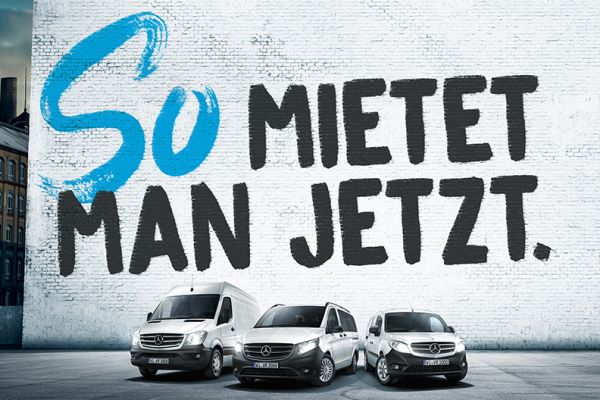 Werbebild für Mercedes-Benz Van Rental.