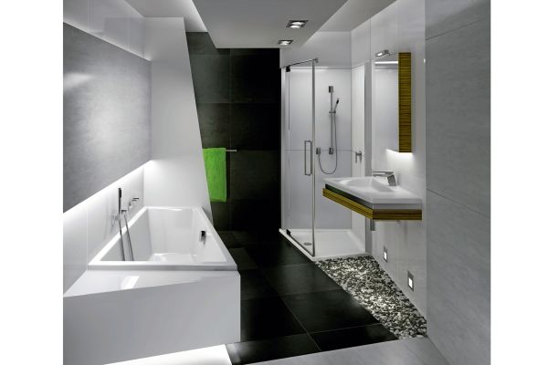 Produktserien bieten den Vorteil einheitlicher Formgebung und damit Stilbildung im Bad, wie hier anhand der 