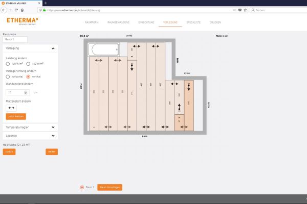Screenshot des Online-Planungstools 