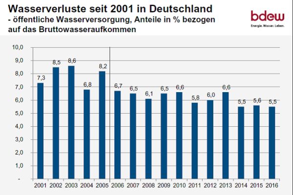 Seit Anfang des Jahrhunderts konnten die Versorger in Deutschland die Wasserverluste um ein Drittel reduzieren. 