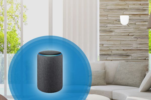 Amazon Echo in einem Wohnzimmer.