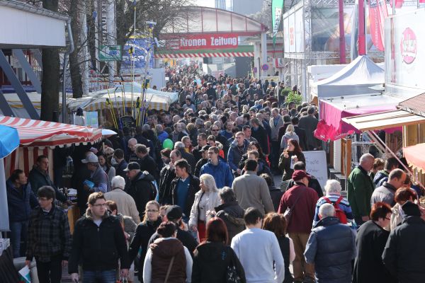 Das Bild zeigt Hunderte von Besuchern auf dem Außengelände der Fachmesse in Wels.
