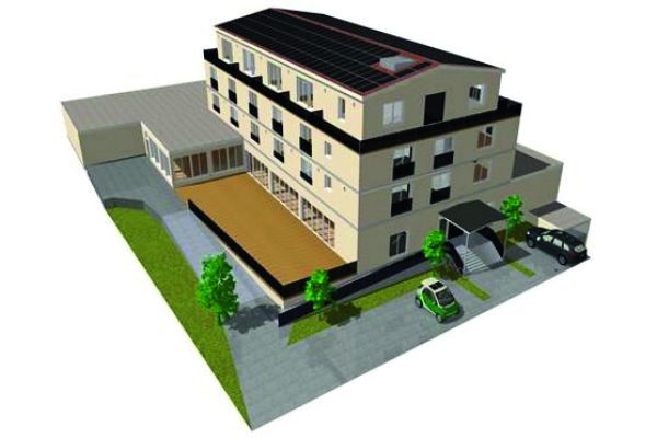 3D-Außenansicht eines Gebäudes