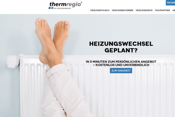 Screenshot der Startseite von thermregio.de.