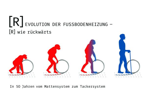 Karikatur der Evolution der Fußbodenheizung.
