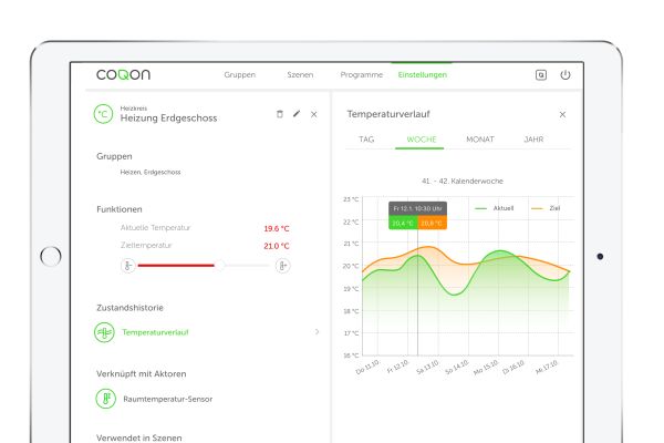 Screenshot aus der coqon Smart Home-App.