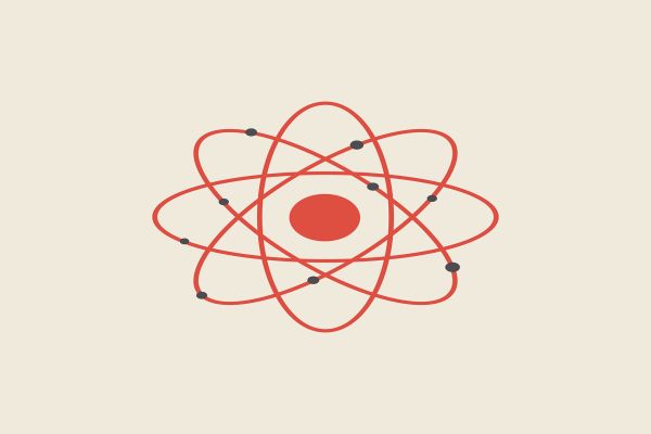 Zeichnung eines Atoms.