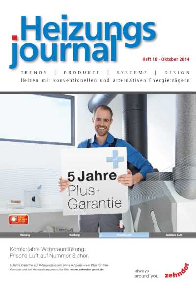 HeizungsJournal – Heft 10, Oktober 2014 HeizungsJournal – Heft 10/2014 HeizungsJournal – Heft 10, Oktober 2014 HeizungsJournal – Heft 10/2014