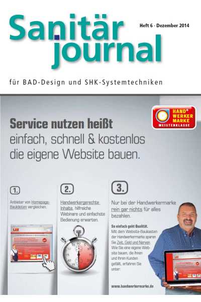 SanitärJournal – Heft 6, Dezember 2014 SanitärJournal – Heft 6/2014 SanitärJournal – Heft 6, Dezember 2014 SanitärJournal – Heft 6/2014