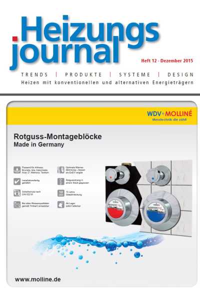 HeizungsJournal – Heft 12, Dezember 2015 HeizungsJournal – Heft 12/2015 HeizungsJournal – Heft 12, Dezember 2015 HeizungsJournal – Heft 12/2015