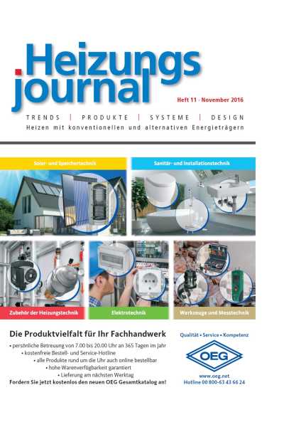 HeizungsJournal - Heft 11, November 2016 HeizungsJournal - Heft 11/2016 HeizungsJournal - Heft 11, November 2016 HeizungsJournal - Heft 11/2016