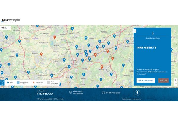 Ausschnitt aus der Thermregio-Fachpartnerkarte.