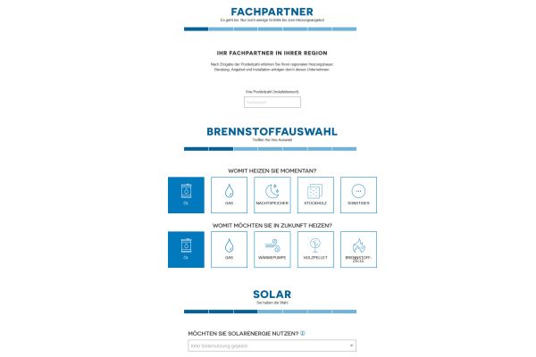 Heizungsrechner Screenshot des Thermregio-Heizungsrechners.